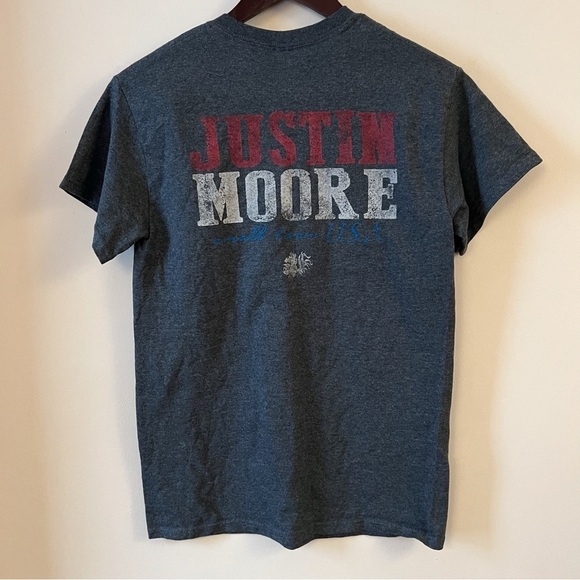 JUSTIN MOORE Concert T-Shirt Gray Small Town USA Size Small - Picture 5 of 5